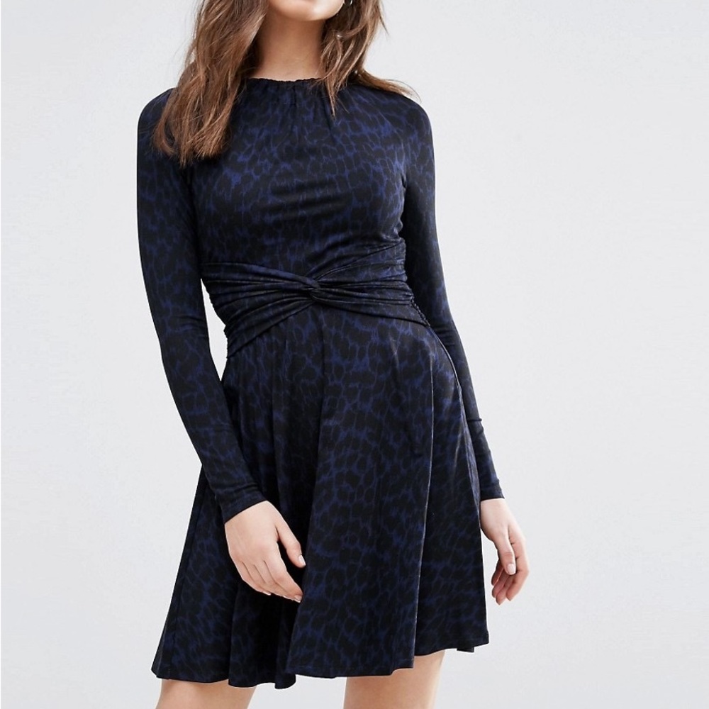 Whistles Celestine Animal Print Jersey Twist at Waist Dress size 4